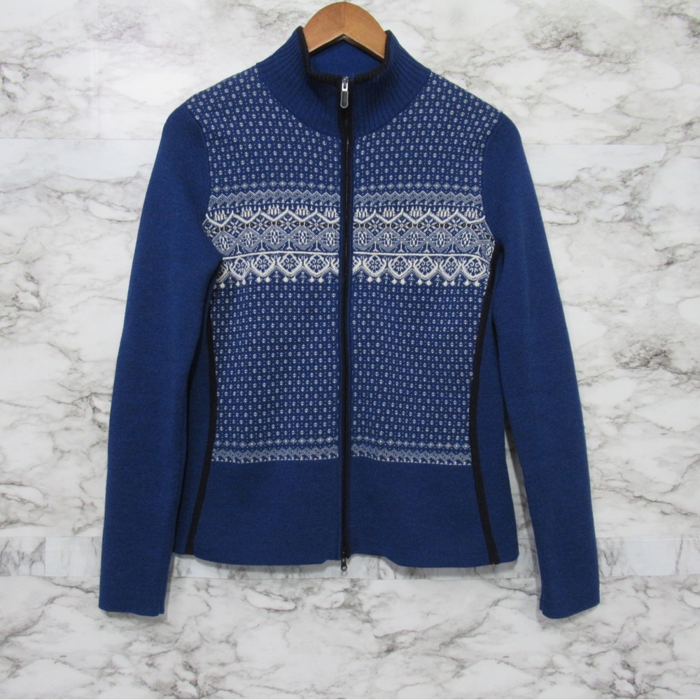 Eddie Bauer Sports Blue Merino Wool Zip Up Sweater Size Medium